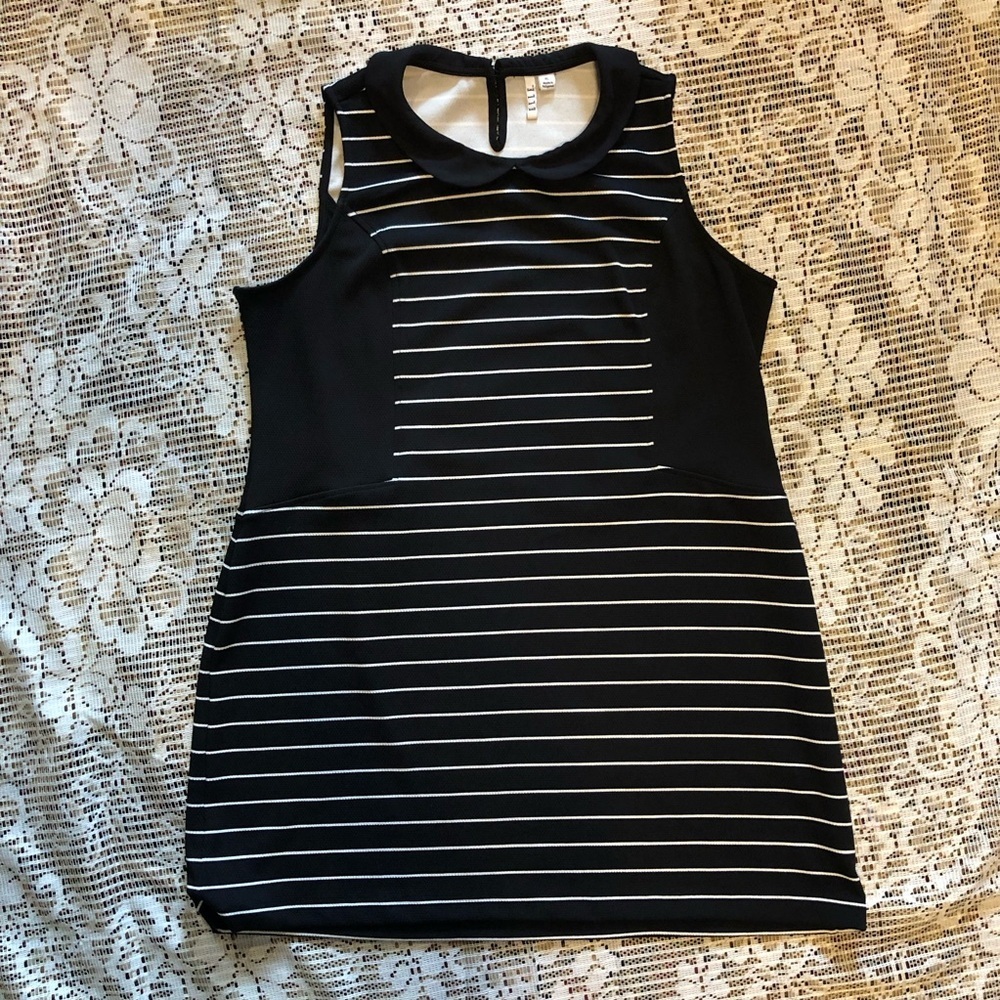 Elle Black and White Striped Dress XL